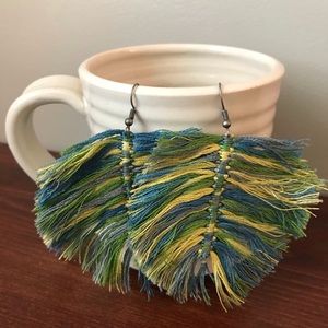 Multicolor Macrame Feather Earrings